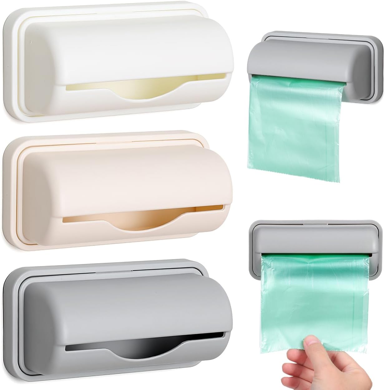 3pcs Wall Mount Trash Bag Storage Box Adhesive Garbage Bag Holder for Easy Access Bag Dispenser and Organizer for Home and Kitchen