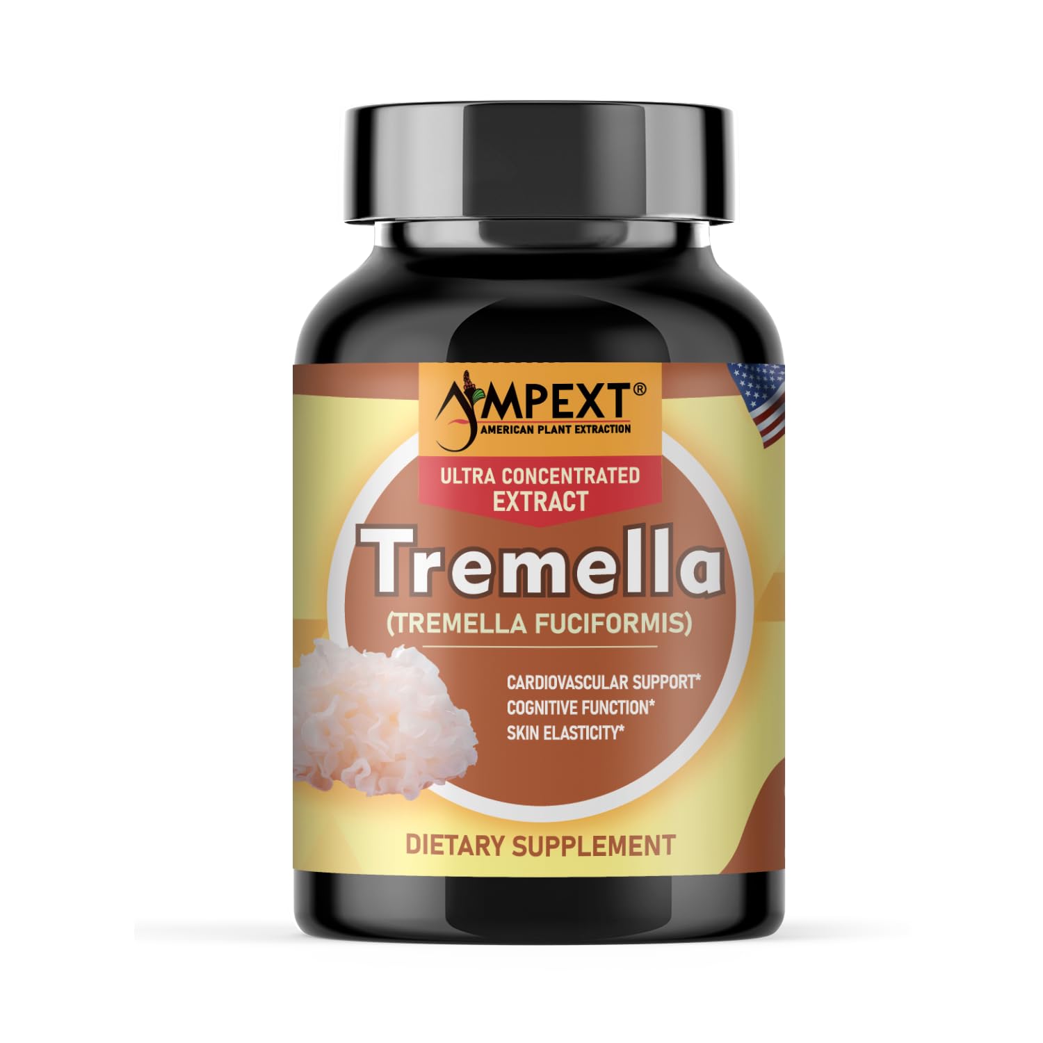 AMPEXT Tremella Mushroom Extract - Premium Quality, Only Fruiting Bodies, Skin Hydration and Elasticity, Immunity Support, Antioxidant Properties,