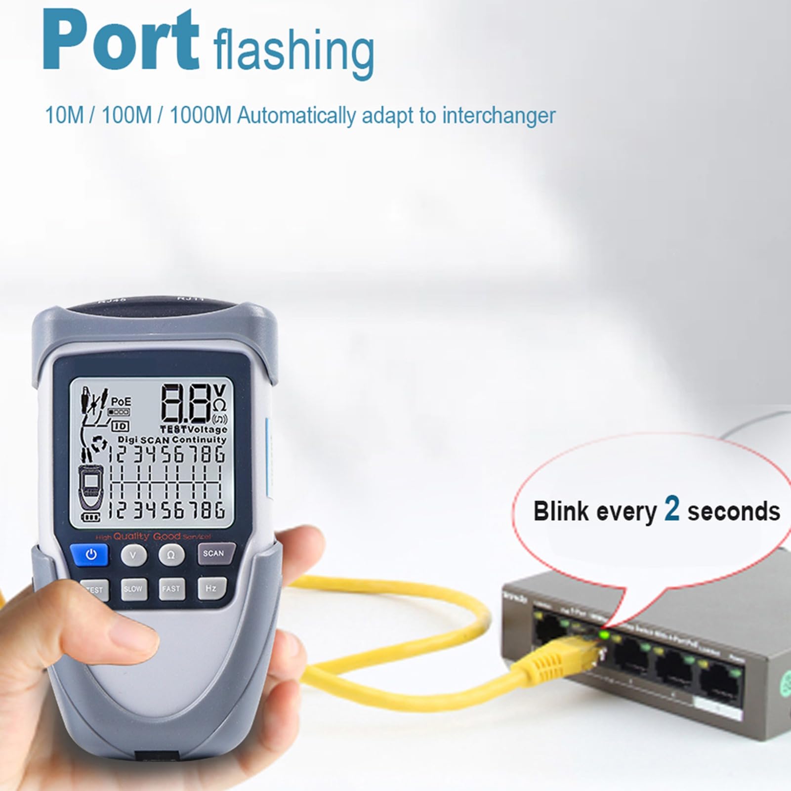 Cable Tester, Handheld Portable Network line Finder Phone Line Tester Wire Tracer with LCD Large Screen Display for Cable Collation, Network Maintenance Collation, Telephone Line