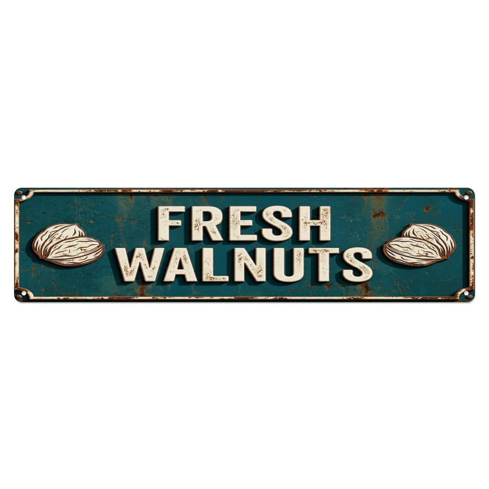 FRESH WALNUTS Vintage Nut Rustic Farmhouse Metal Tin Sign