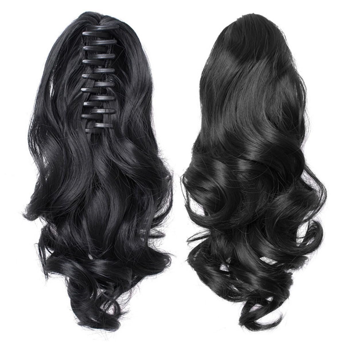 Traziewell Black Hair Extensions Claw Clip Ponytail Extension for Women Long Curly Wavy Natural Fluffy Synthetic Hairpieces for Daily Use 0905 - Image 4