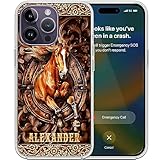 CASEZILY Personalized Horse Phone Case Customized Name Style Wooden Gift for Men Women Horses Lovers Christmas Birthday Compatible with iPhone 15 14 13 12 11 X XS XR 8 7 6s 6 Mini Plus Pro Max