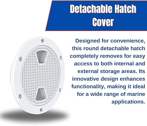 Miniatura 5 de SEA FLO Escotilla de inspección antideslizante circular blanca de 4 a 8 pulgadas con cubierta desmontable