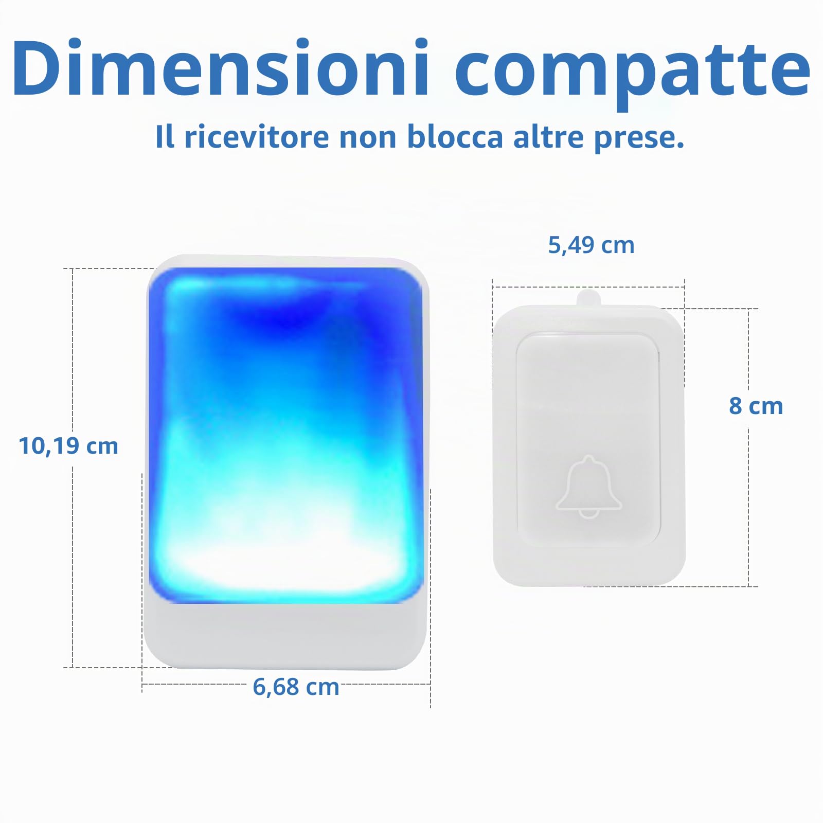 Campanello Flash Rumoroso con 7 colori di luce brillante e 4 volumi, campanello wireless da 183 m, a casa/ufficio, adatto per anziani, persone con problemi di udito, 2 trasmettitori con 3 ricevitori
