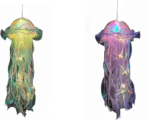Miniatura 7 de Decoración colgante de medusa, decoración para habitación, juego de 5, decoración para fiesta bajo el mar, kit de medusa para decoración de fiesta