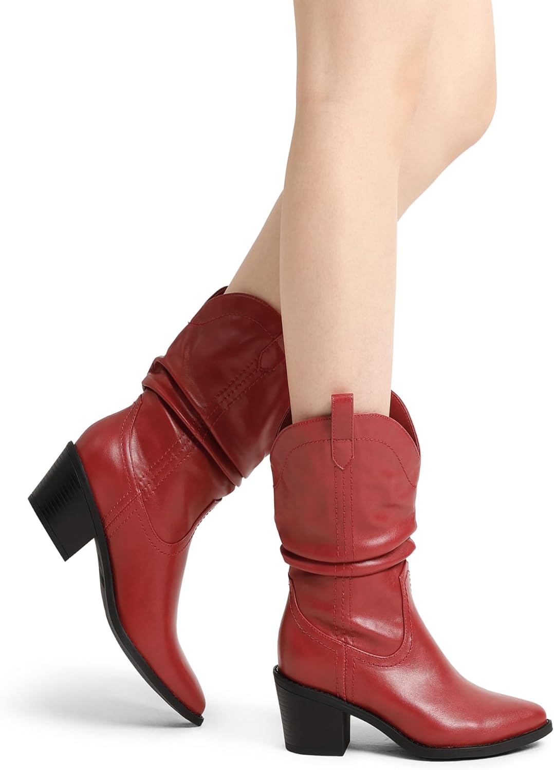 DREAM PAIRS Women's Cowgirl Boots, Mid Calf Western Cowboy Chunky Heel... - Picture 23 of 32