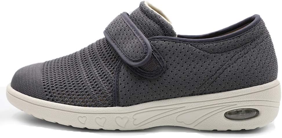 Womens Diabetic Walking Shoes Adjustable Outdoor Sneakers Recovery Easy On Off Strap Wide Width Slippers Comfort for Seniors Elderly Woman Swollen Feet, Edema, Foot Pain
