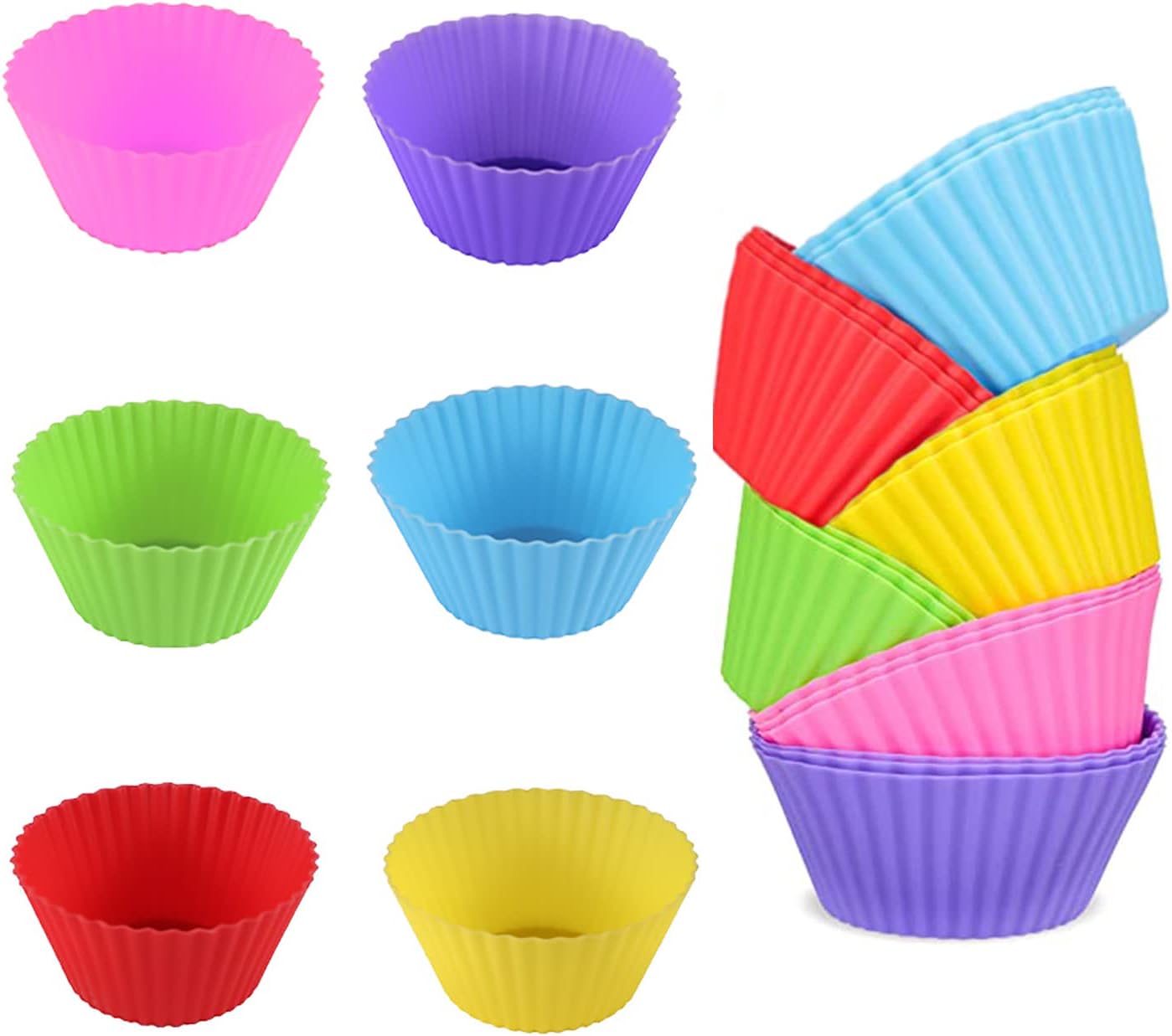 Silicone Cupcake Liners,24Pcs Silicone Muffin Baking Cups Silicone