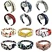 Produktbild LZYMSZ 12 Packs Boho Verdrehte Stirnbänder,Damen Blumendruck Stirnband Criss Cross Haarband, Elastische Kopfband Verpackung Twisted Weinlese Haar Zubehör(Adult-12)