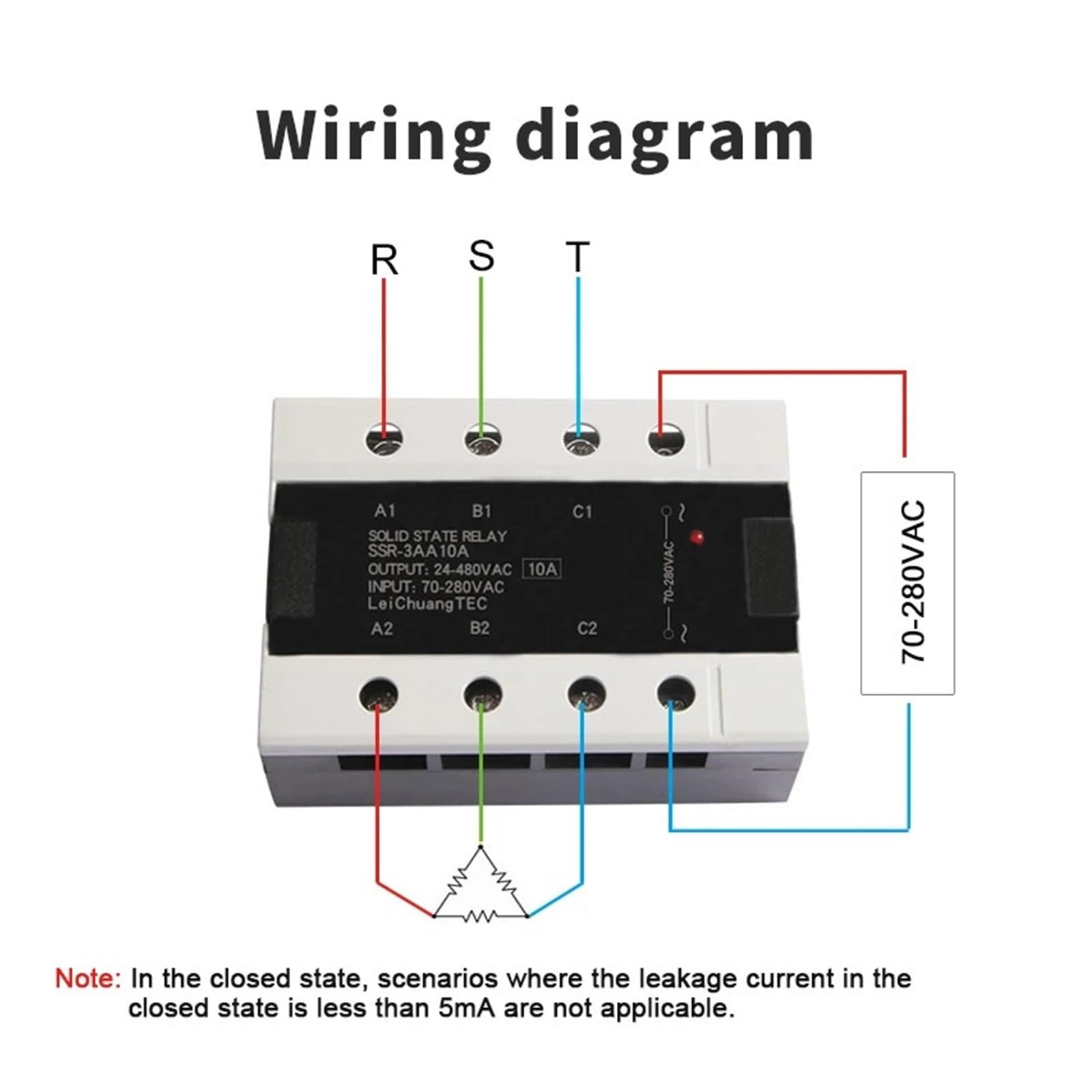 Relé de estado sólido trifásico, SSR-10A 25A 40A 60A 80A 100A 120A Módulo de relé de control trifásico 3-32V CC(AC-AC,10A)