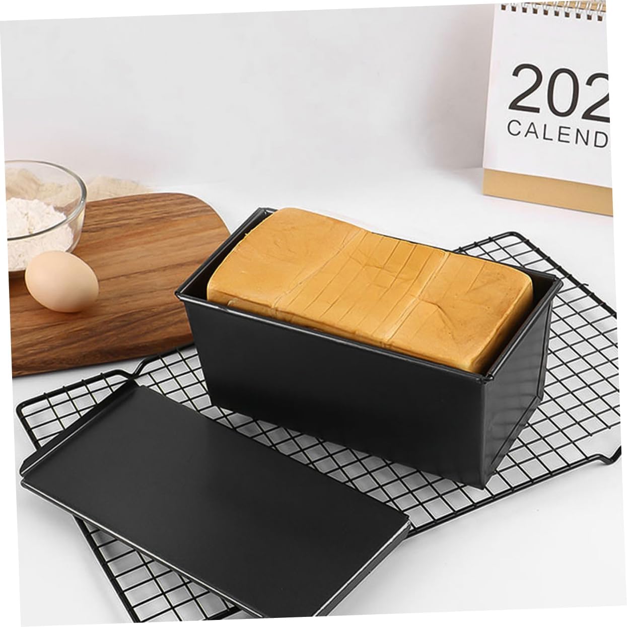 2pcs Carbon Steel Bread Boxes for Kitchen Counter Airtight Box Lid Loaf Pan Lid Toast Mold Household Toast Mold