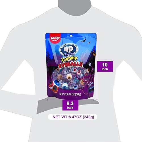 Miniatura 5 de AMOS Caramelos de globo ocular de goma 4D envueltos individualmente, globos oculares 3D, regalo perfecto para fiestas de Halloween de niños (40
