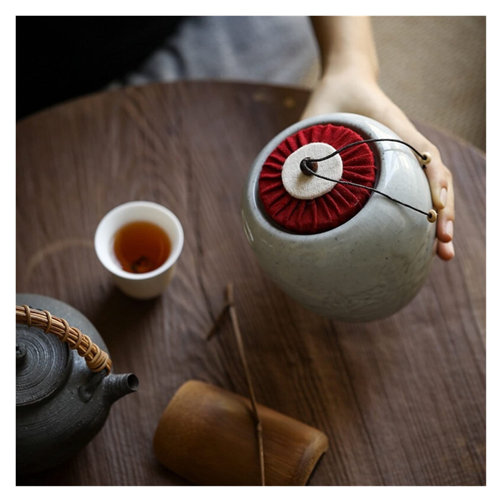 Teedose，Behälter Tee Caddies Grob Keramik feuchtigkeitsdichte Tea- Kanister versiegelt Aufbewahrungshaare Lebensmittelbehälter Retro Pu' er Tee Box Geschenk-Idee für Tee-Liebhaber