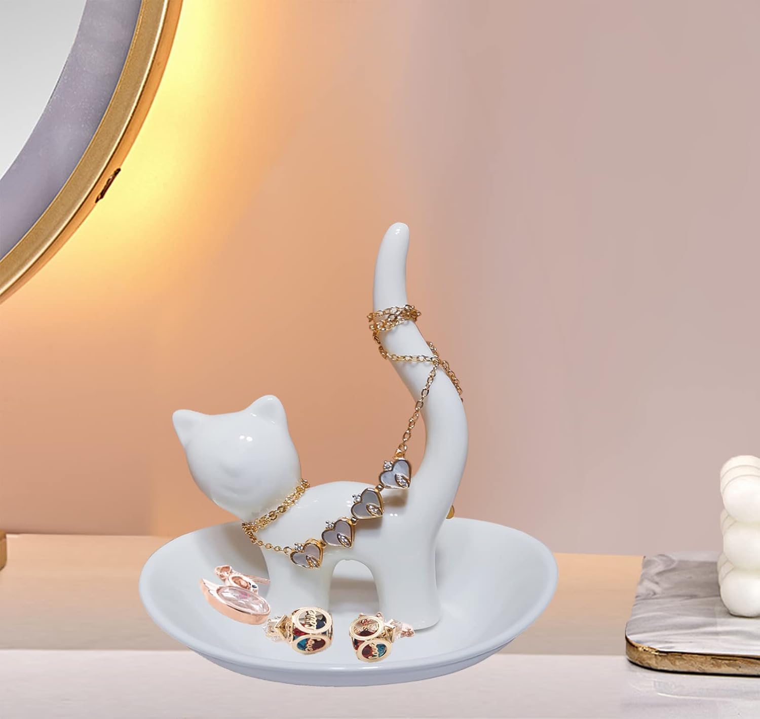 Cat Ring Holder Ceramic Dish Jewelry Tray for Women Engagement Ring Dish for Women
