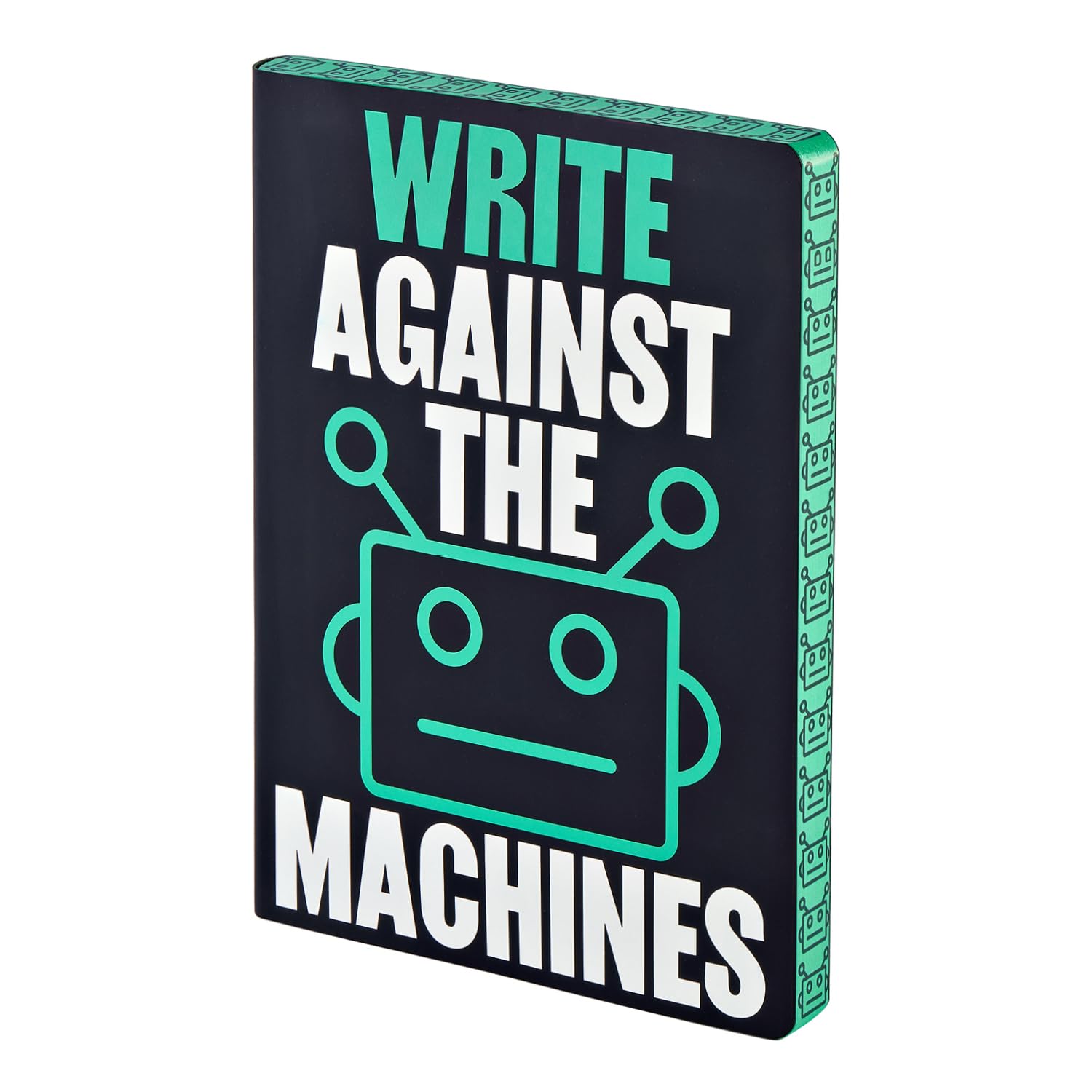 Nuuna Notebook A5+ | Graphic L - Write Against The Machines | 3.5 mm Dot Grid | 256 Numbered Pages | 120 g Premium Paper | Black Leather | Sustainably Produced in Germany