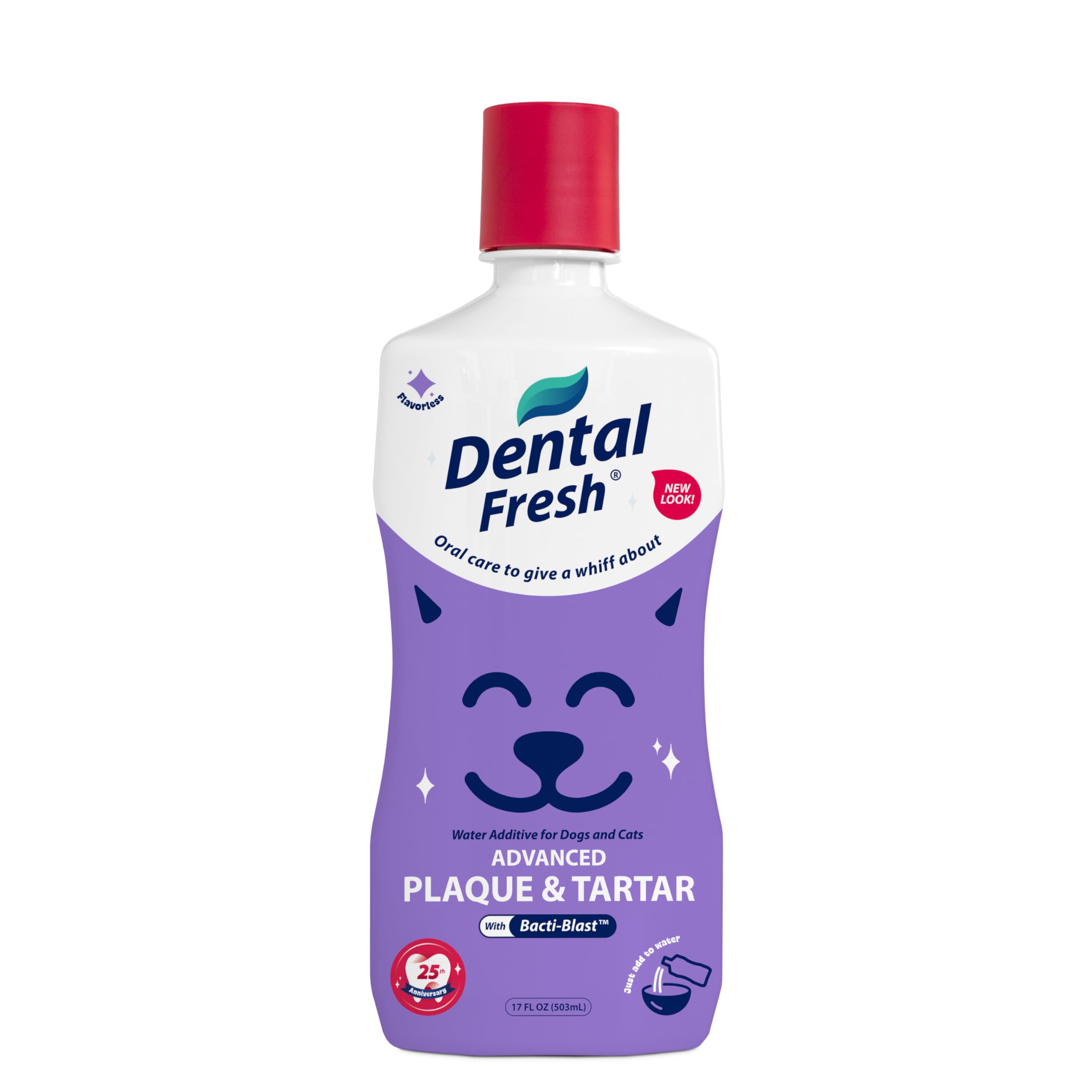 Dental Fresh Plaque & Tartar Control Water Additive for Dogs & Cats – Helps Support Clean Teeth, Healthy Gums & Fresh Breath – Advanced Formula Oral Care, 17 fl oz