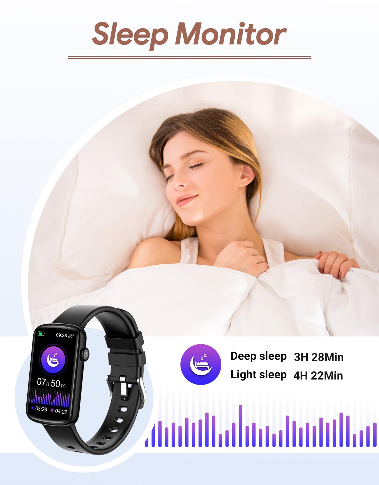 Rastreador de actividad física, relojes de fitness para mujeres y hombres con monitor de frecuencia cardíaca, oxígeno en sangre y podómetro, reloj inteligente de 1.47 pulgadas, contador de calorías 5