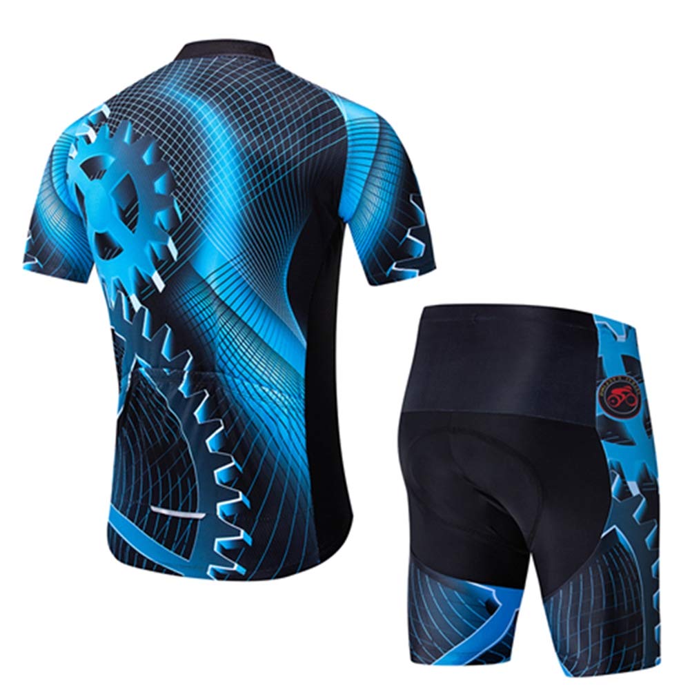 Shenshan Men's Summer Short Sleeve Cycling Set MTB Bike Clothing Bicycle Jerseys Shorts Suit Gear Team Blue XXXL