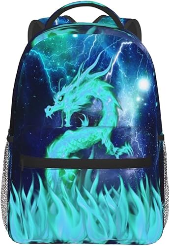 Miniatura 7 de Giwawa Cyan Dragon - Mochila para niños y niñas, con iluminación genial para 2, 3, 4, 5 y 6 grado, mochilas de animales de regreso a clases