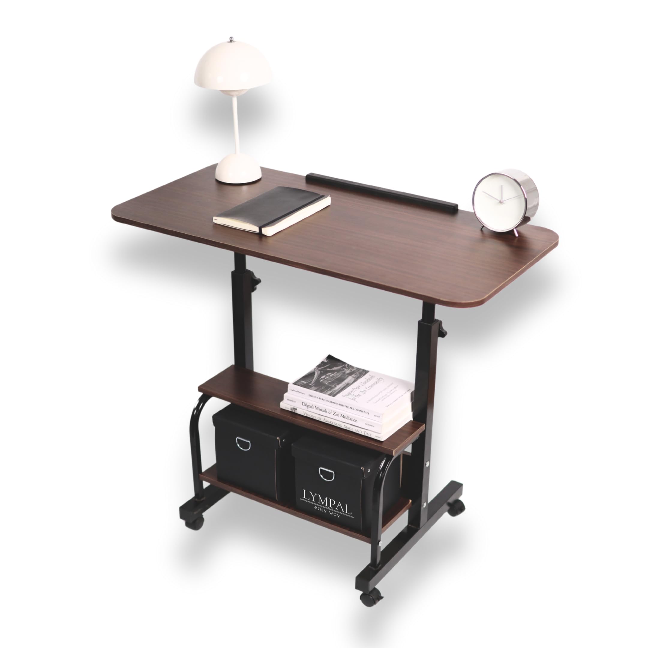 LYMPAL EASY WAY Escritorio Ergonómico con Ruedas, para Oficina en Casa, Dormitorio, Sala de Estar, Cocina, Comedor, Marrón