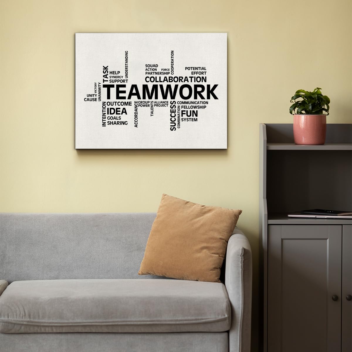 Stampa Artistica Su Tela Per Ufficio - Set Da 3 Pannelli Con Tema Risorse Umane, Decorazione Moderna Da Parete, Stampe HD Su Tela Con Telaio In Legno, Dimensioni 29,2x38,1 Cm, Colore Nero