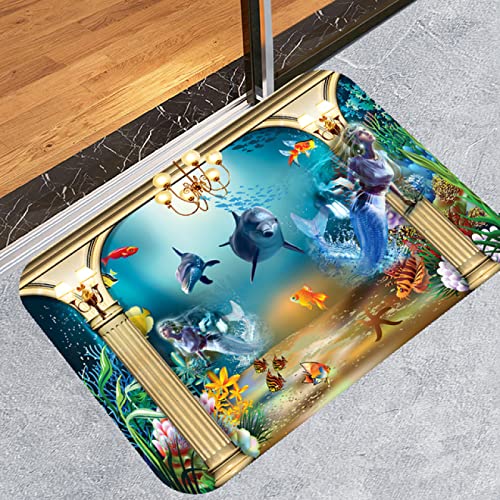 Delphin Duschvorhang-Set für Badezimmer, wasserdicht, mit 12 Haken, Polyester, waschbar, rutschfest, 180 x 200 cm, 4-teiliges Set – Bild 5