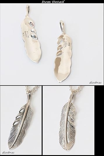 Amazon | シルバー925素材【フェザー トップ】フェザーネックレス