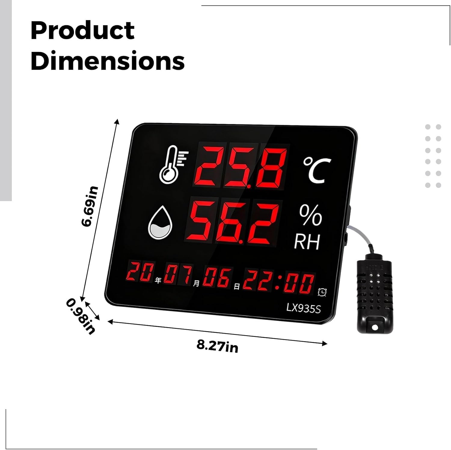 Digital Temp Monitor, External Probe Included, Clear Display