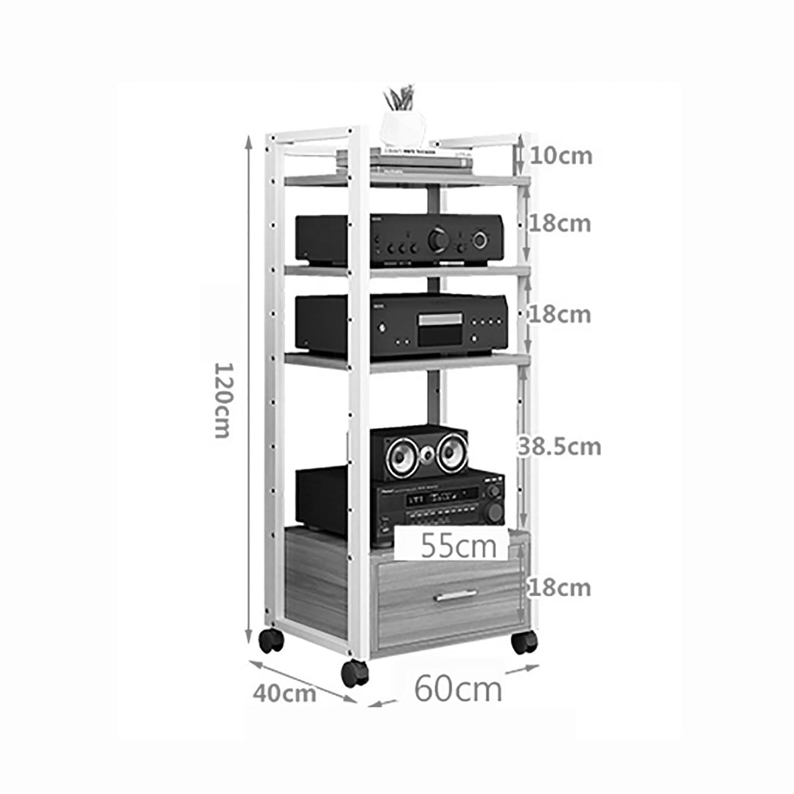 XingLi Home Stereo Rack System, AV Media Stand, for Audio Video Components, Stereo Equipment, Gaming Consoles, Streaming Devices, 4 Colors(Size:B)