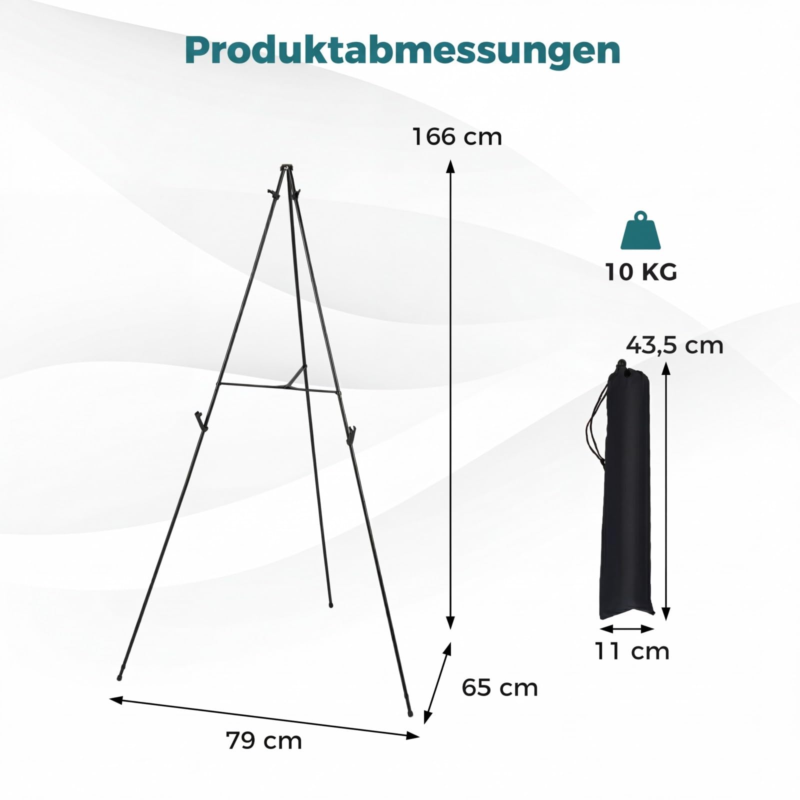 COSTWAY Staffelei 6 Stück, 166 cm faltbare Leinwand Ständer mit Dreibein, leichte Künstler Boden Staffeleien mit Tragetaschen, Leinwandständer aus Metall für Hochzeit, Malerei, & Kunstdisplays