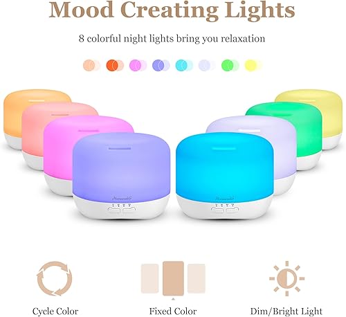 Miniatura 7 de Difusor de aceites esenciales Difusores de aromaterapia: 3.4 fl oz difusor blanco x 1 y difusor de 18.6 fl oz x 1 y 10 aceites