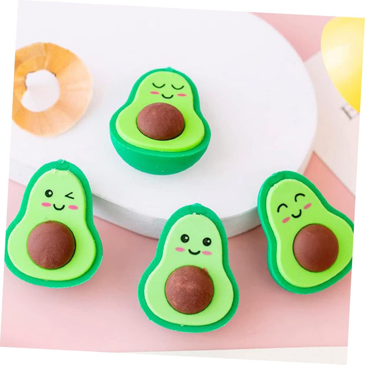 YARNOW 36pcs Avocado Eraser Tiny Erasers Avocado Mini Rubbers Cute Cartoon Leavers Students School Students Stationery Painting Rubber Green