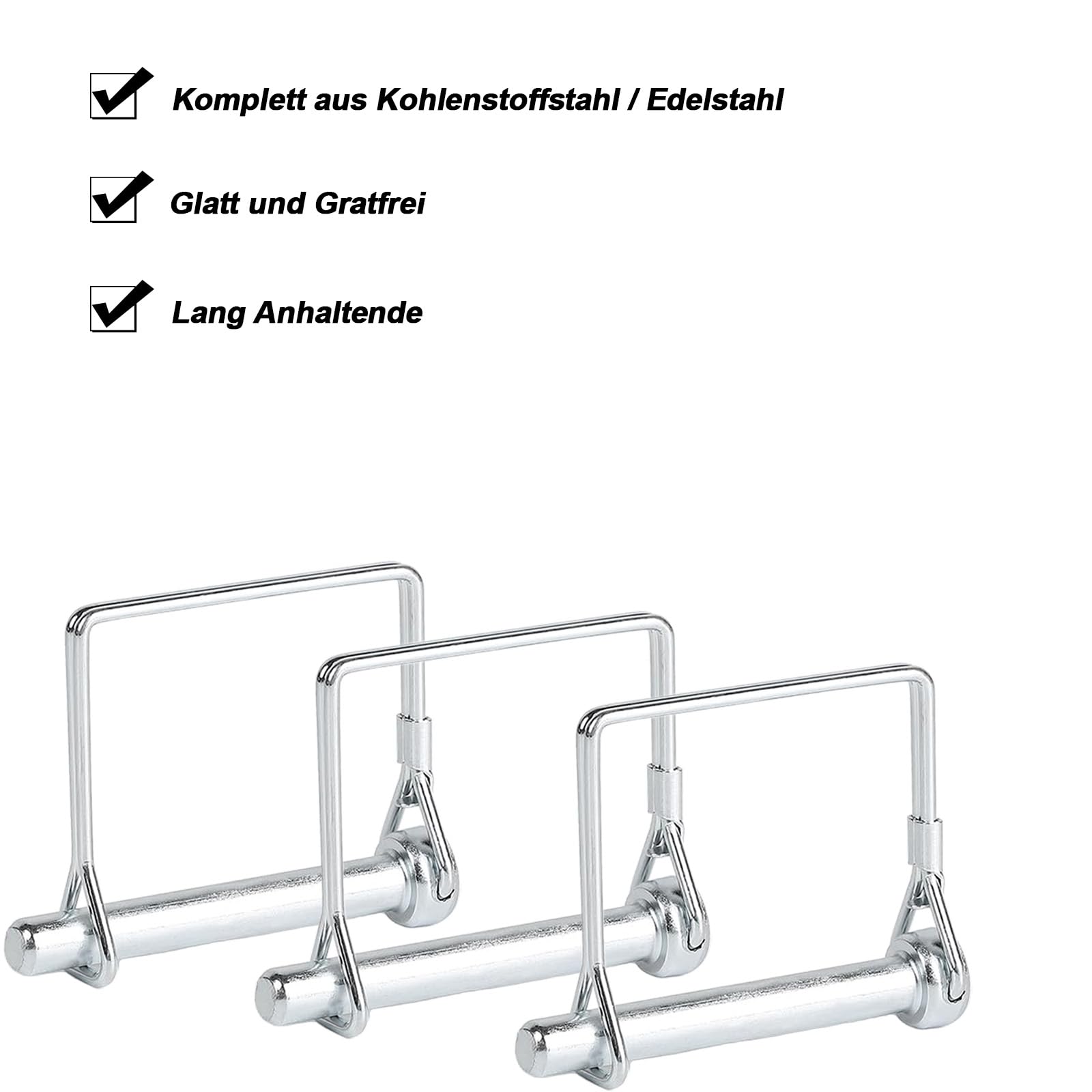 Perno di sicurezza 6 pezzi, coppiglie quadrate rettangolari, 4,5x35 mm Perno di accoppiamento, bullone di sicurezza, coppiglie per tubi con chiusura a scatto, per rimorchi agricoli, fattorie, giardini