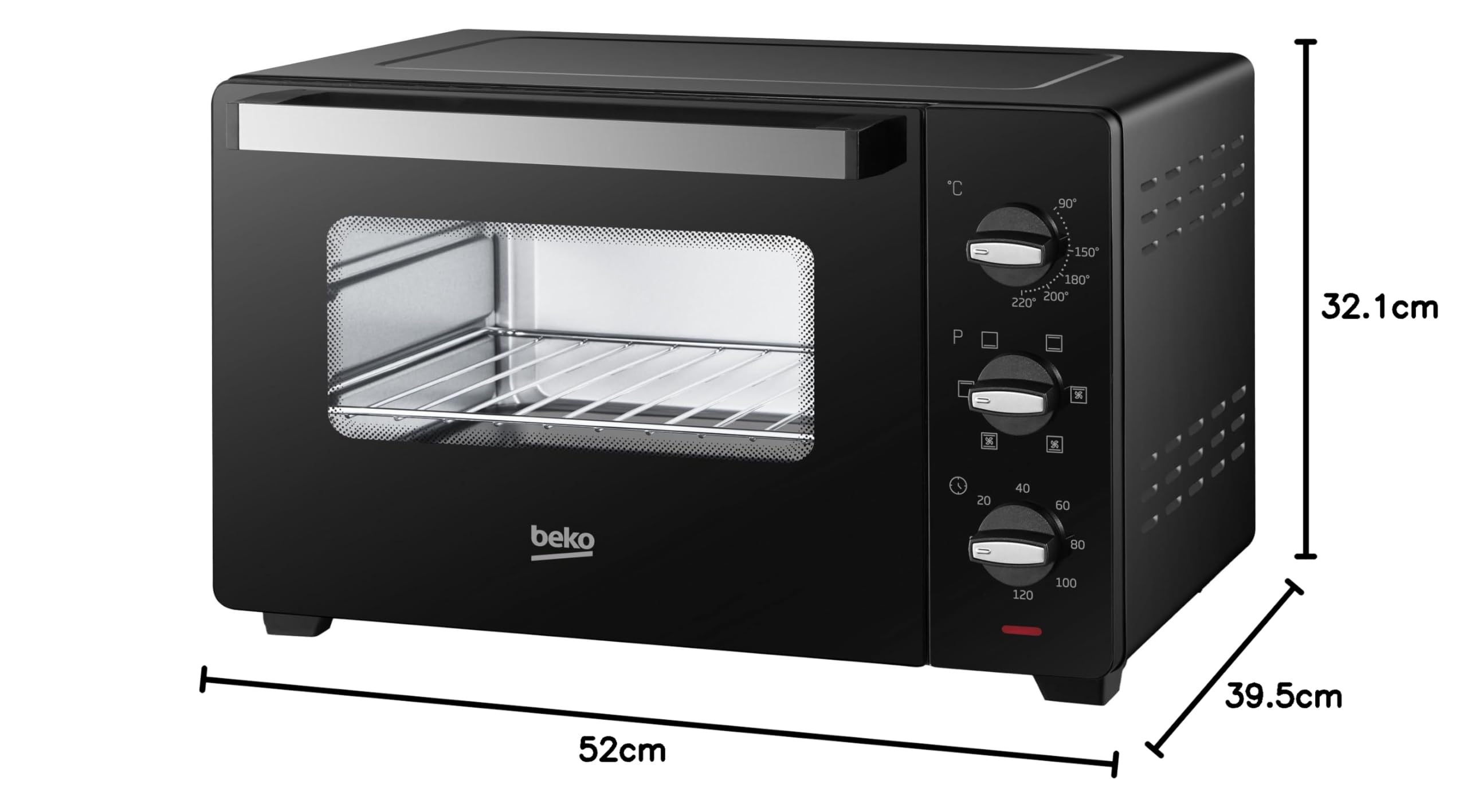 Beko BMOF30B kuchenka elektryczna, pieczenie wentylatorowe, 30 litrów, 1600 W, 4 funkcje, minutnik 120 min, temperatura do 220° - czarny, 58 x 44,5 x 39,5 cm, 10,5 kg