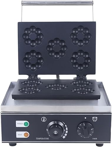 Miniatura 9 de Máquina eléctrica para hacer donas de 110 V 1500 W, 12 piezas de acero inoxidable para hacer donas, máquina de panqueques de aluminio con capa de