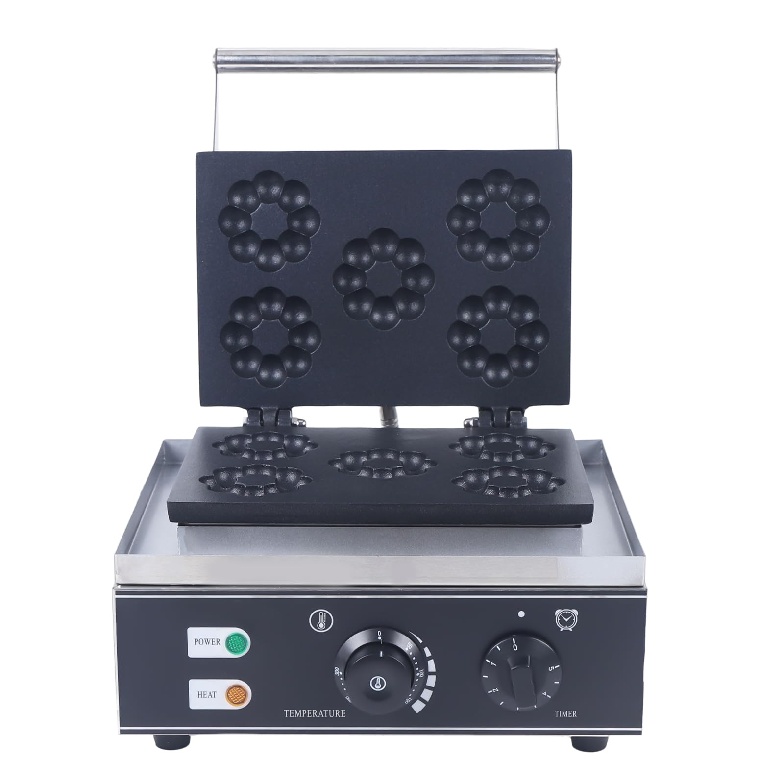 HinLIaDa Commercial Donut Machine, 1500W 5 Holes Plum Flower Waffle Iron Waffle Maker Double-sided Electric Doughnut Maker Machine, Non-stick, for Making Breakfast Lunch & Snacks