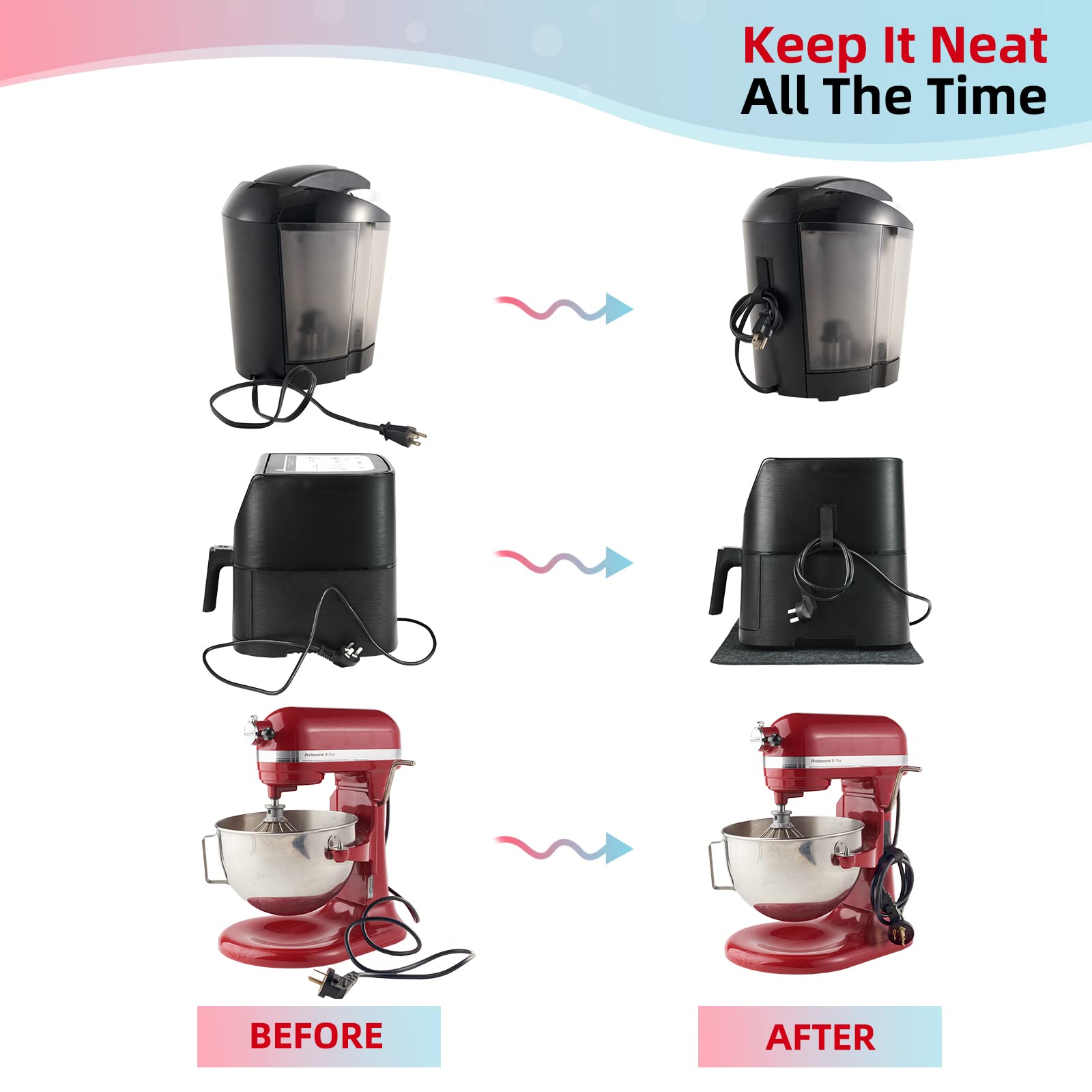 Cord Organizer for Appliances 6 Pack, SUITMAT Cable Organizer Cord