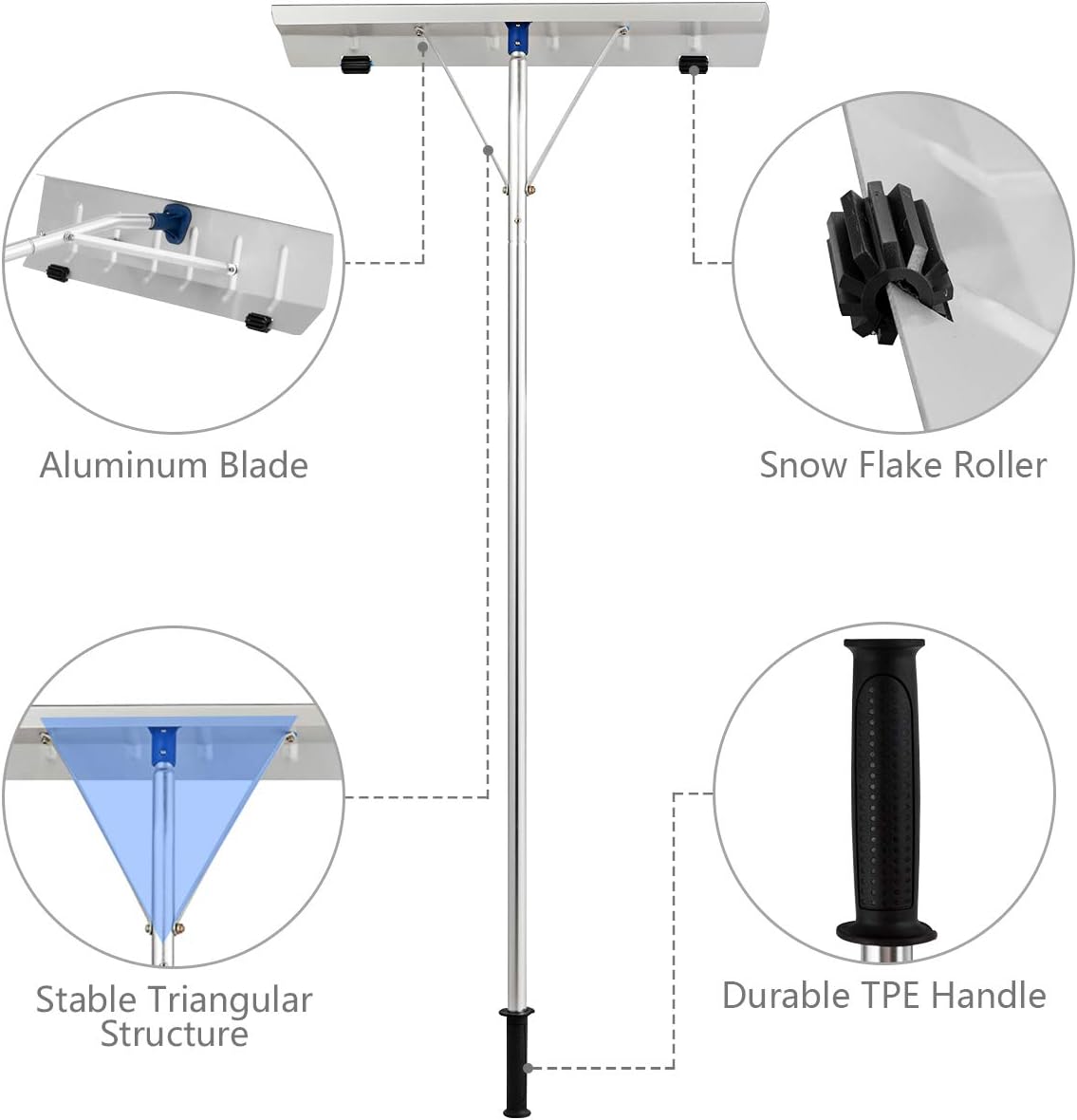 review GYMAX Roof Rake, Aluminum Snow Rake for House Roof, 5’-20’ Scratch Free Roof Shovel with 26