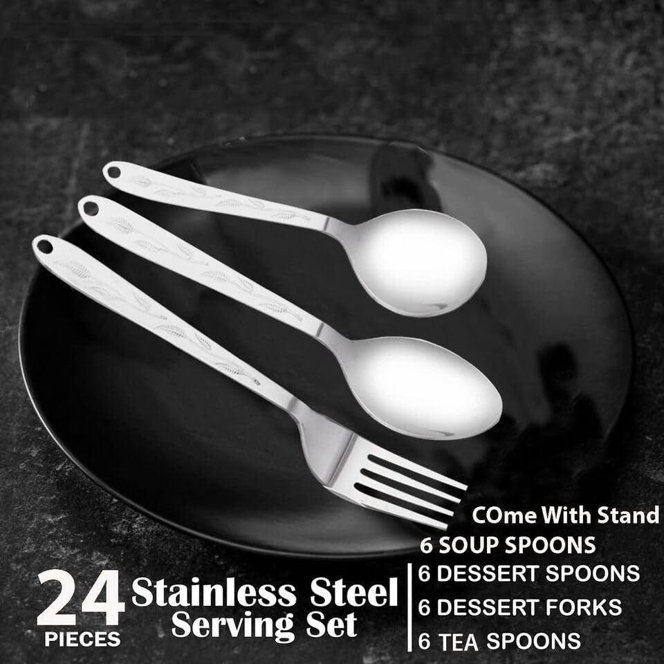 HNL Stainless Steel Cutlery Set - Set of 25 (Contains: 6 Master Spoons, 6 Tea Spoons