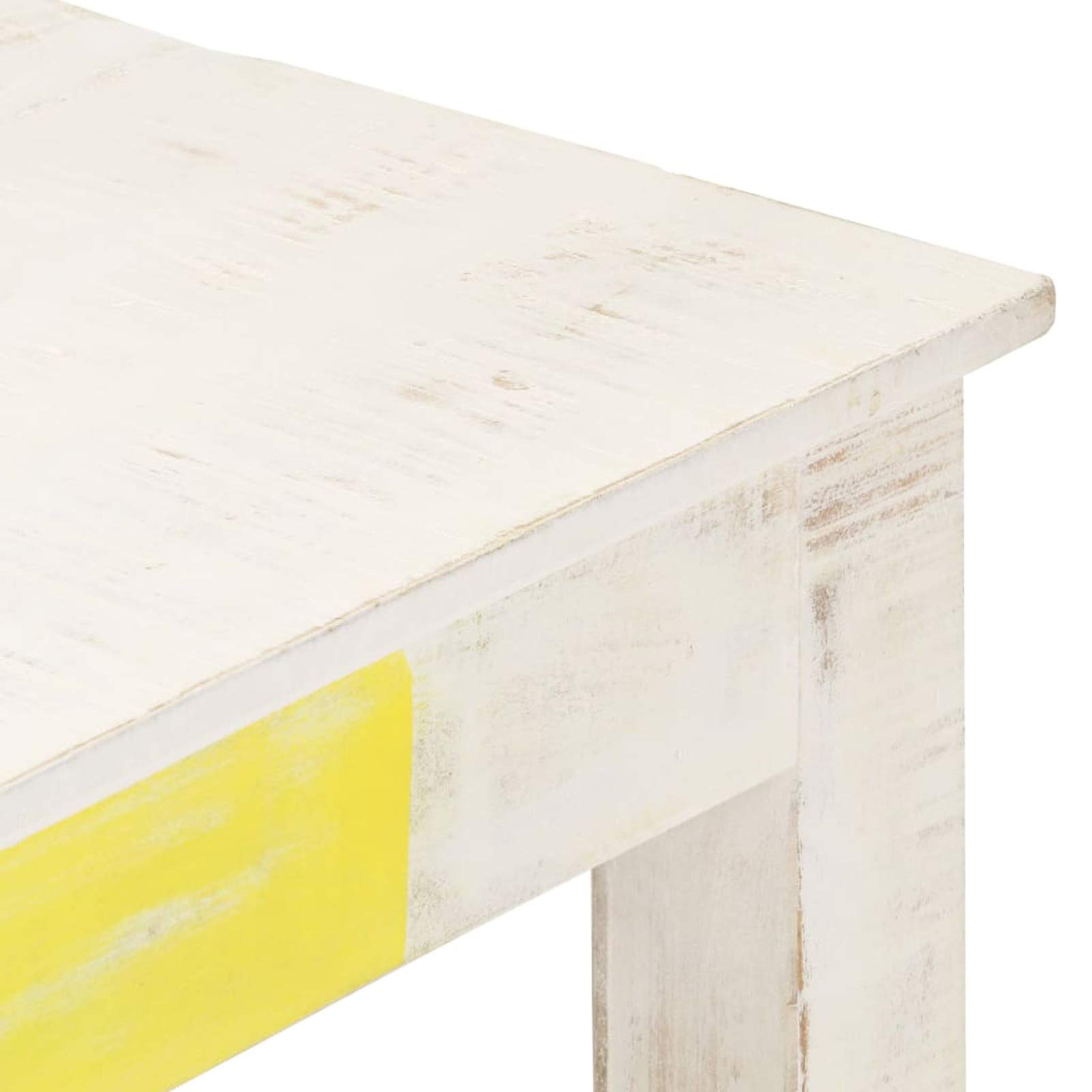 Homgoday Table basse blanche 110 x 60 x 45 cm en manguier massif, table d'appoint, table d'appoint pour salon, salle de réception d'invités, chambre à coucher et mobilier de bureau