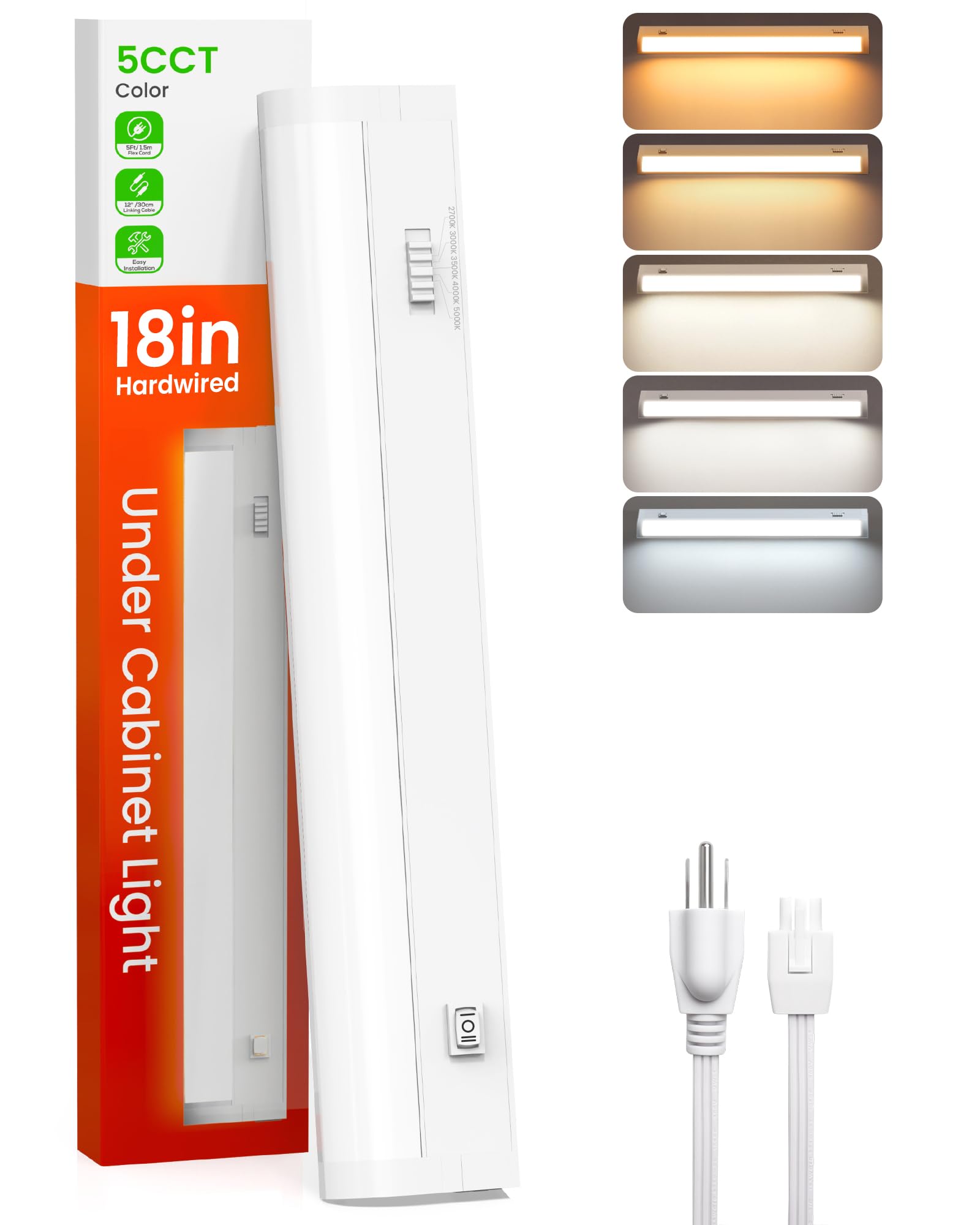 ALUSSO Plug-in 120V Under Cabinet Lighting 18 Inch Counter Kitchen Closet