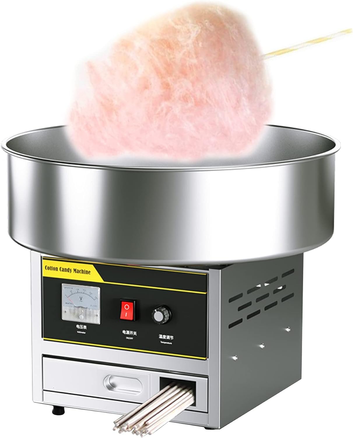Máquina De Algodón De Azúcar Comercial De 1200 W, Fabricante Profesional De Algodón De Azúcar, Fabricante De Algodón De Azúcar Eléctrico para Fiesta De Cumpleaños, Plata
