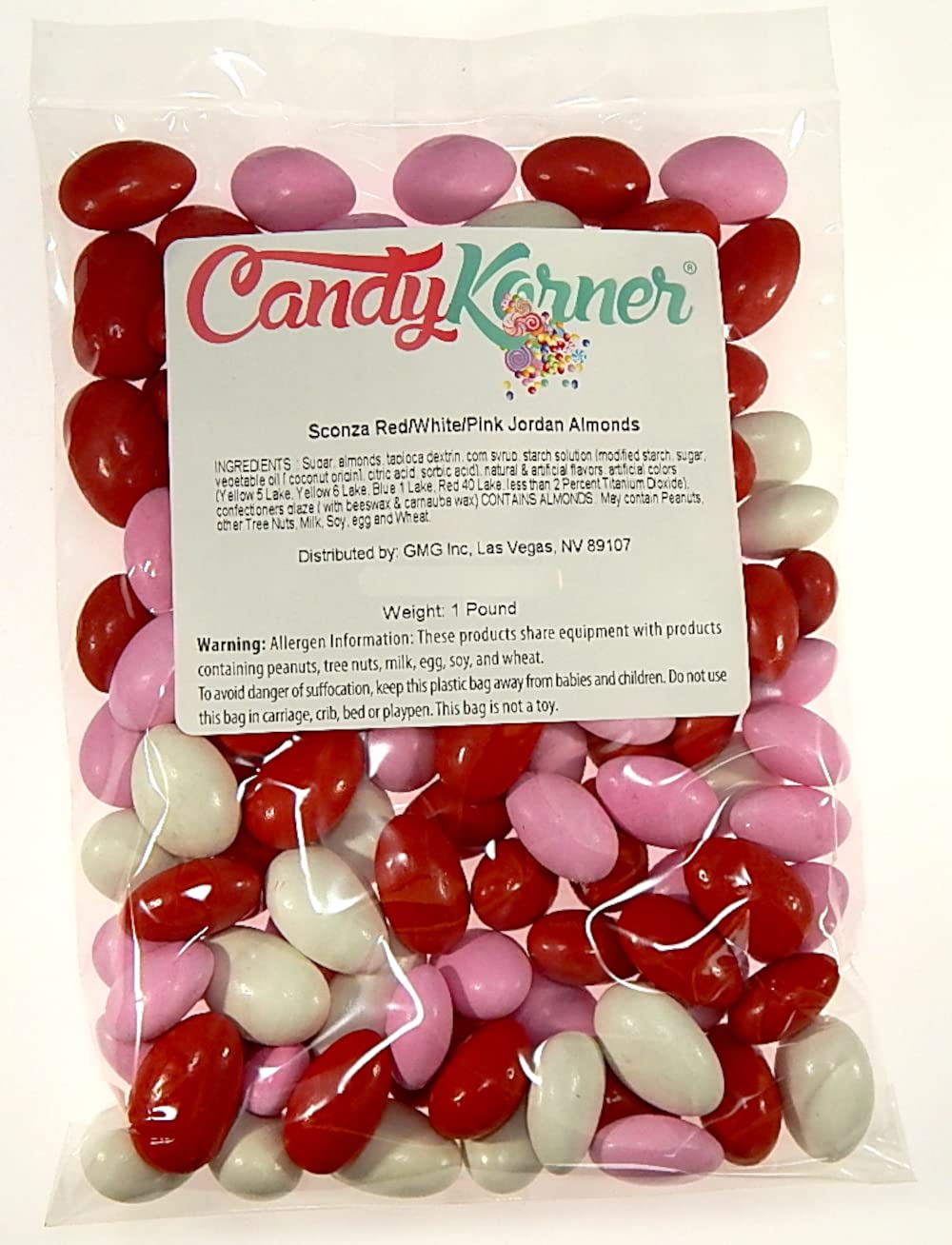 Jordan Almonds Candy Coated Almonds Red White Pink Mix