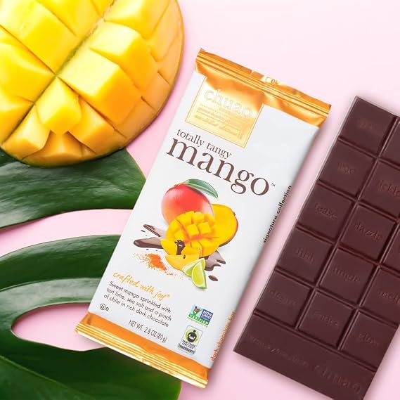 Chuao Chocolatier Totally Tangy Mango Gourmet Dark Chocolate Bars | Chile Lime Mango No Preservatives | For Gift Baskets, Christmas, Valentines, Birthday, Care Package | 3 Pack