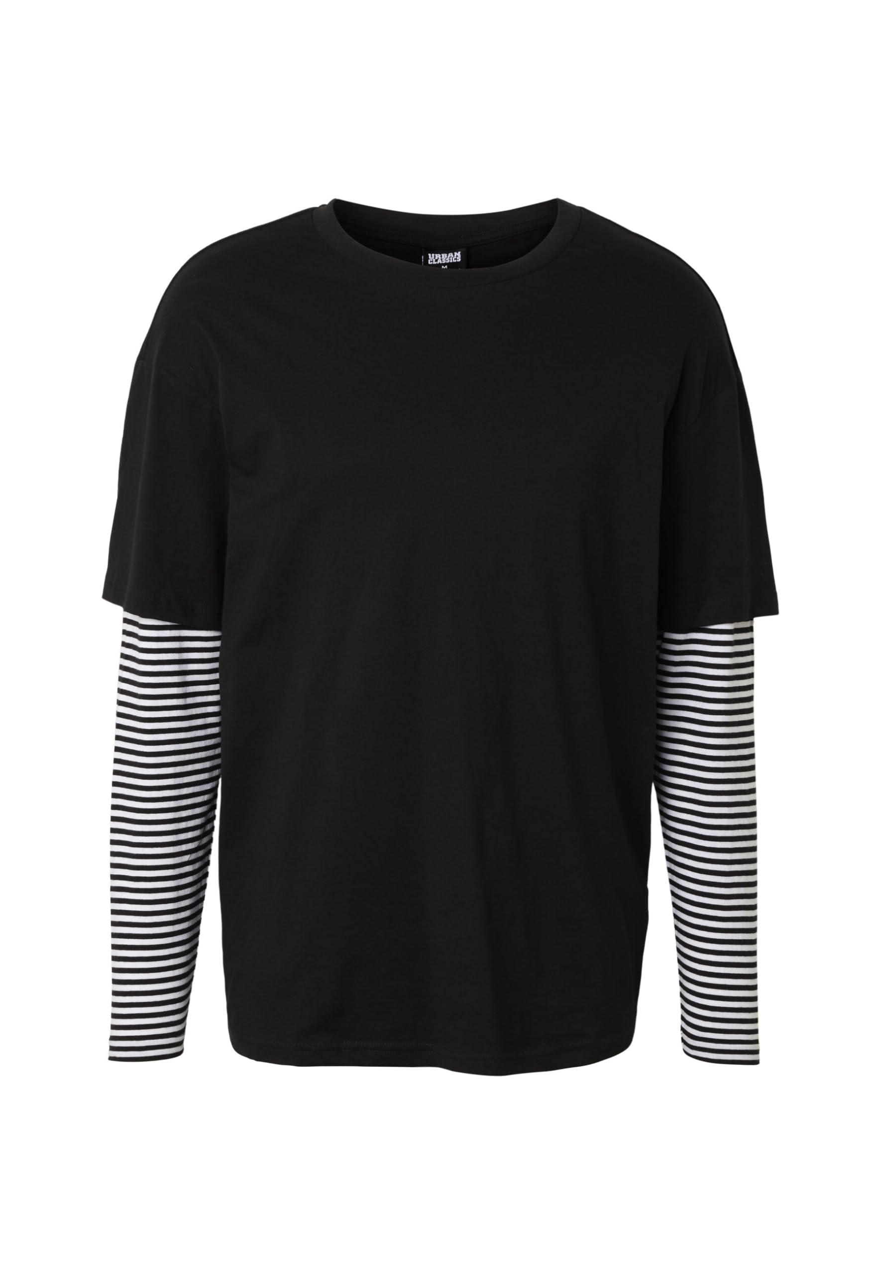 Urban Classics Men's Black Longsleeve T-Shirt Oversized Double Layer Striped Ls Tee, XX-Large