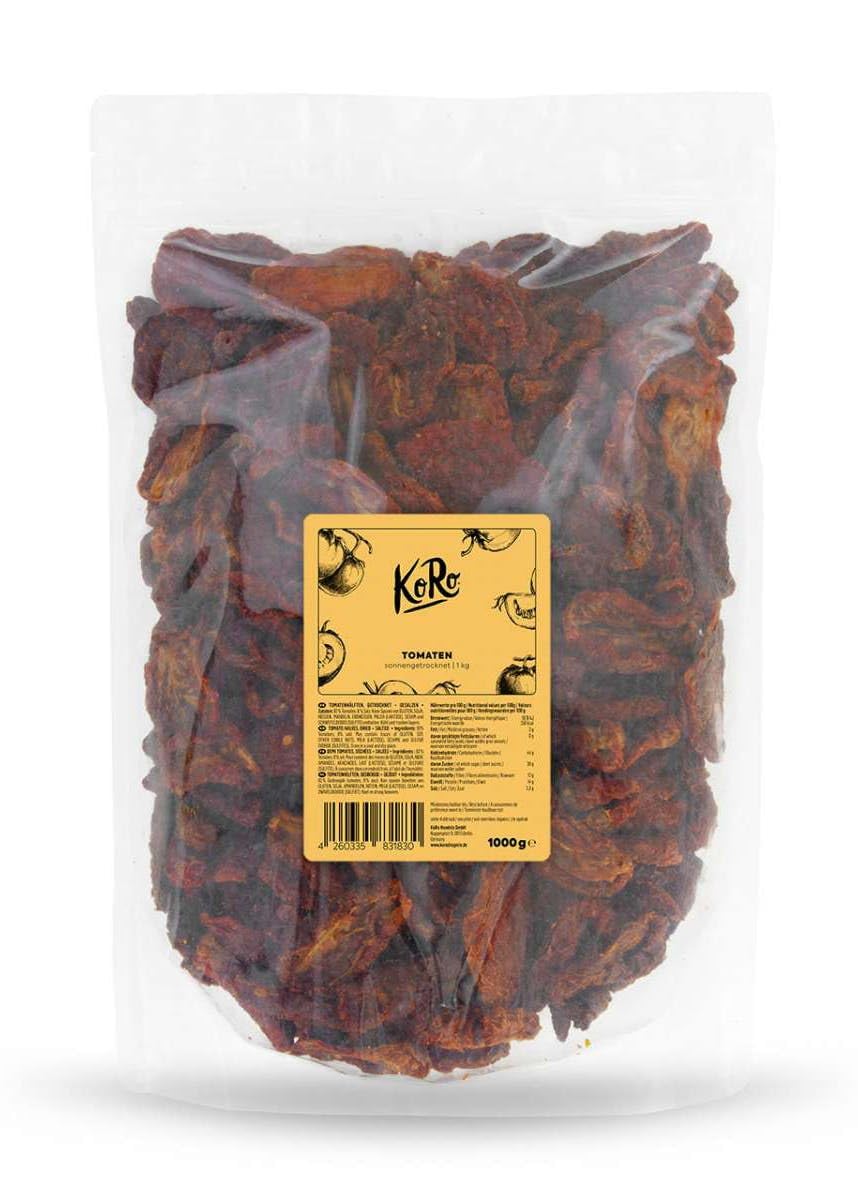 KoRo - Sonnengetrocknete Tomaten 1 kg - Ungeschwefelt - Hoher Proteingehalt - Schonend getrocknet