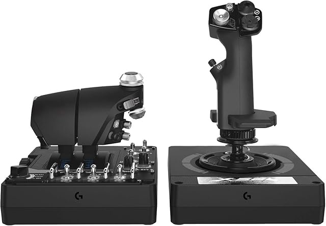 Logitech G X56 H.O.T.A.S Throttle and Joystick Flight Simulator Game Controller, 6 Dregrees of Freedom, 4 Spring Options, +189 Programmable Controls, RGB Lighting, 2x USB, PC - Black
