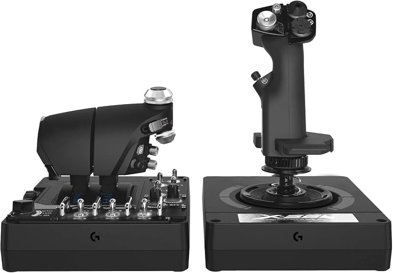 Logitech G X56 H.O.T.A.S Controlador de Juego Simulador de Vuelo con Acelerador y Joystick, 4 Opciones de Resorte, +189 Controles Programables, Iluminación RGB, 2x USB, PC - Negro