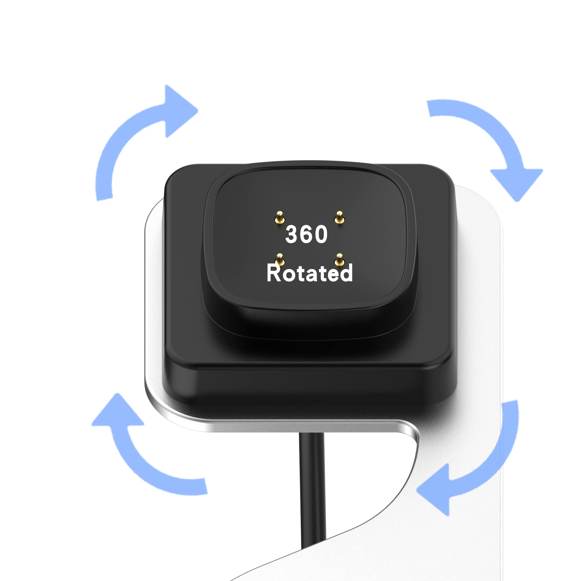 Smartwatch Charger Accessories Compatible with Fitbit Google Ace LTE/Pixel Watch 2 Charger Stand Non-Slip Metal Charger Holder-Charging Cable 4.92FT