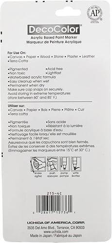 Miniatura 2 de DecoColor - Juego de rotuladores de punta fina (4 unidades), color azul, rojo, blanco y negro